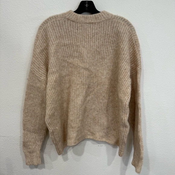 Madewell Belfiore Ribbed Pullover Sweater Women’s Size Large Tan Wool Blend - Picture 4 of 8